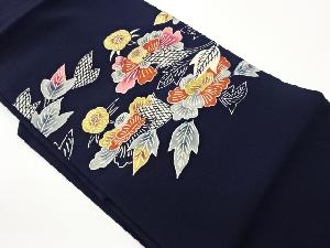 縮緬地草木手染牡丹模様名古屋帯